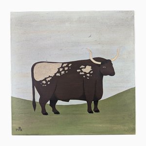 Matt Rix, Longhorn inglese, Olio su tavola, con cornice