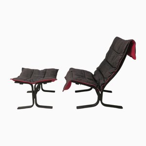 Set of Mid-Century Modern Leather Siesta Chair with Ottoman by Ingmar Relling