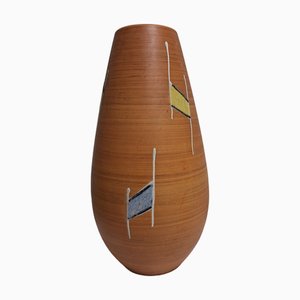 Mid-Century German Ceramic Vase with Colored Decor by Scheurich, 1960s