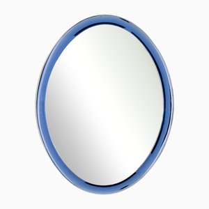 Vintage 70s Mirror in Blue Crystal Design a.lupi for Cristal Luxor by Antonio Lupi, 1970s