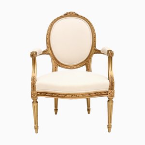 Silla de salón francesa vintage de madera dorada, años 30