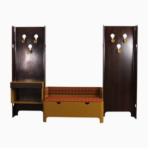 Entrance Set in Plywood and Fabric by Carlo de Carli for Fiarm, 1960s, Set of 3