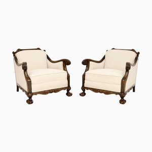 Set of Swedish Lounge Chairs in Satin Birch, 1900s