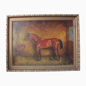 Kalo Zoltan, Chestnut Horse, 1950s, Oil on Canvas, Framed