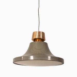Italienische Vintage Hängelampe aus Glasiertem Metall, 1970er