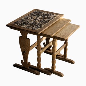 Vintage Nesting Side Tables in Oak attributed to Henning Kjærnulf, 1960s, Set of 3