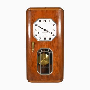 Orologio da parete Art Déco in noce con campanelli Westminster, Francia, anni '20