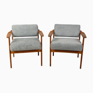 Vintage Italian Armchairs in Gray Fabric, Set of 4