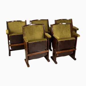 Italienischer Vintage Kinosessel aus grünem Samt