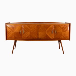 Italienisches Sideboard aus Holz & Glas, 1950er