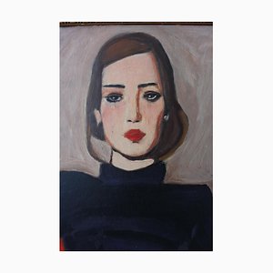 Mujer, años 50, pintura al óleo