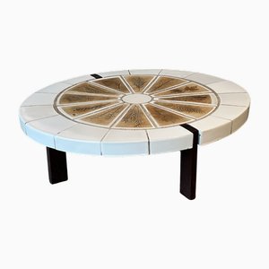 Vallauris Oak and Ceramic Coffee Table by Roger Capron, 1960s