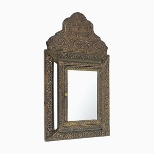 Credenza Art Déco in rame con specchio smussato, Francia, anni '30