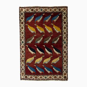 Hand-Knotted Gabbeh Nomad Rug with Bird Motif