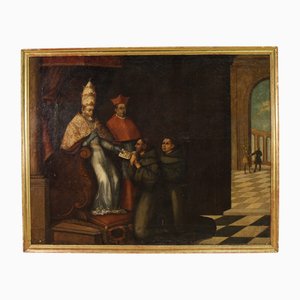 Spanish Artist, Innocent III Confirms the Franciscan Rule, 1680, Oil on Canvas, Framed