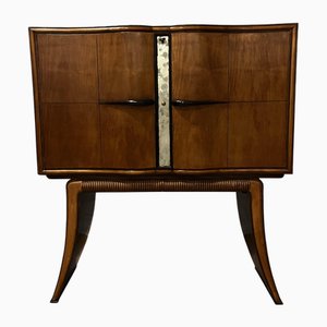 Bar de palisandro y abedul con interior retroiluminado y panel de vidrio de espejo de Paolo Buffa, Italia, años 40