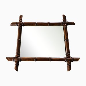 Specchio francese in finto bambù e legno tornito