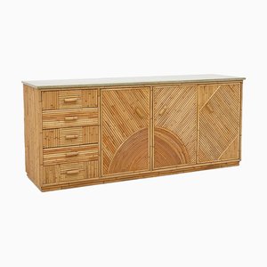 Credenza in vimini e marmo di Achille Ripamonti, anni '80
