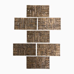 Pannelli in resina e finitura effetto bronzo, set di 7