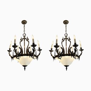 Vintage Neoclassical Style Chandeliers, 1950s, Set of 2