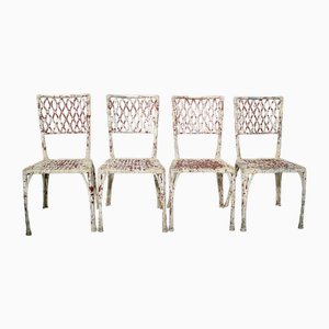 Cast Aluminium Faux Bamboo Garden Chairs, 1950s, Set of 4