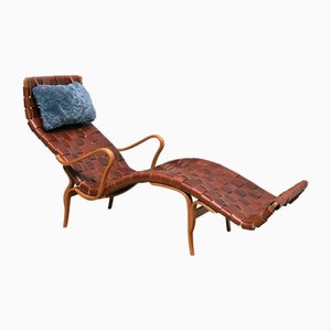 Pernilla 3 Chaise Longue in Brown Leather by Bruno Mathsson for Firma Karl Mathsson, 1944
