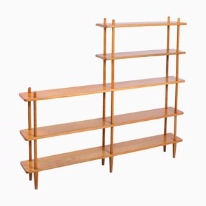 Beech Wood Shelving Unit in the style of Willem Lutjens for Gouda Den Boer, 1950s