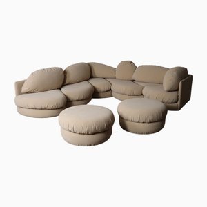 Divano scultoreo beige di Wiener Werkstätte, Austria, anni '70, set di 7