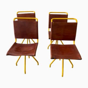 Leather Chairs, 1950s, Set of 4
