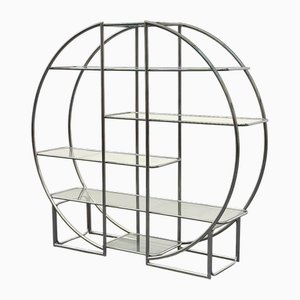 Bauhaus Round Shelving with Tubular Frame and Glass Shelves
