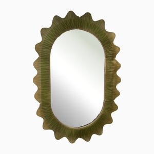 Italian Murano Fume Art Glass and Brass Console / Wall Mirror, 2000