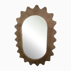 Italian Murano Fume Art Glass and Brass Console / Wall Mirror, 2000
