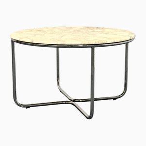 Vintage Round Marble Dining Table with Tubular Frame Base