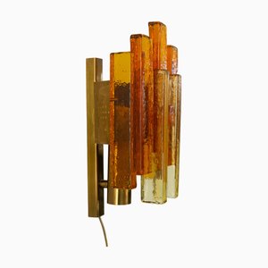 Gestapelte Wandleuchte aus Glas & Messing von Svend Aage Holm Sørensen, 1960er