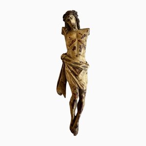 Busto di Cristo alpino in legno con tracce policrome, XVII secolo