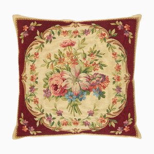 Aubusson Bouquet Red Tapestry Cushion with Filler by Hines of Oxford