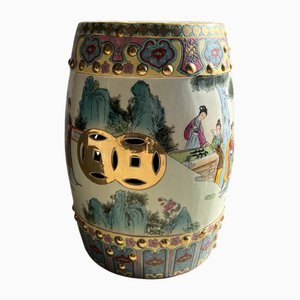 Sgabello da giardino antico in ceramica