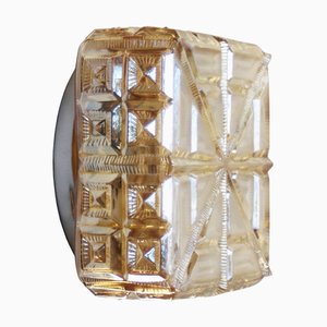 Mid-Century Square Wandleuchte oder Unterputzleuchte aus bernsteinfarbenem Glas