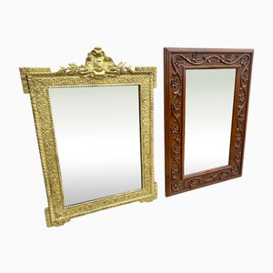 19th Century Napoleon Carved Oak Mirrors, 1950s, Set of 2