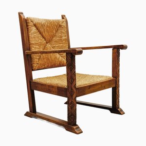 Art Deco French Wicker Armchair in the style of Francis Jourdain, 1940s