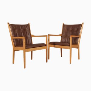 Sillón de cuero atribuido a Hans J. Wegner para Fritz Hansen, años 80