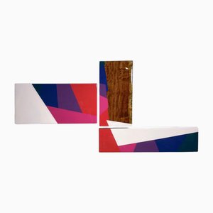 David E. Peterson, Puzzle # 120 Escultura de pared abstracta, 2022, madera y resina
