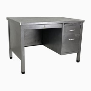 Single Pedestal Polished Steel Desk