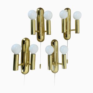 Pop Art Space Age Brass Wall Light attributed to Sölken Lights, Germany, 1980s, Set of 2