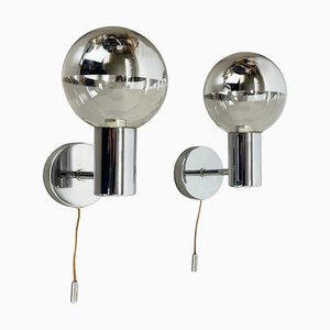 Set of Silver Cubic Wall Lights attributed to Motoko Ishii for Staff Lights, 1970s, Set of 5