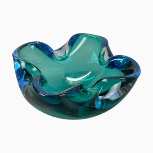 Large Blue Murano Glass Multicolor Bowl Element Shell, Italy, 1970s