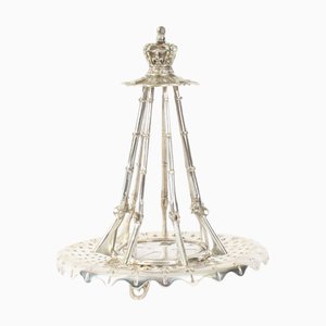 20th Century Silver Plated Coronet & Rifles Toast Rack, 1890s