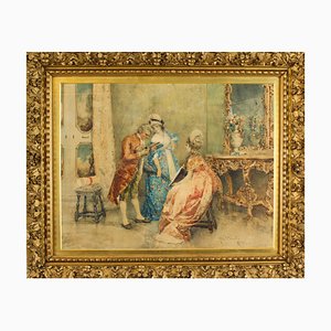 Attilio Simonetti, The Music Recital, XIX secolo, Acquarello antico