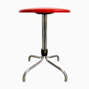 Vintage Red Chrome Stool from Brabantia
