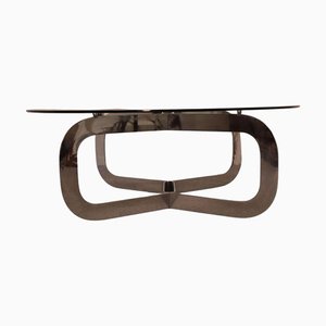 Runder Vintage Tisch aus Stahl & Glas, Italien, 1970er